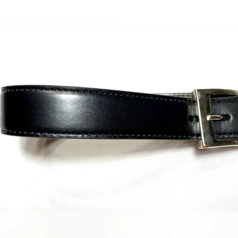 Classic leather BELT Black Silver tone buckle